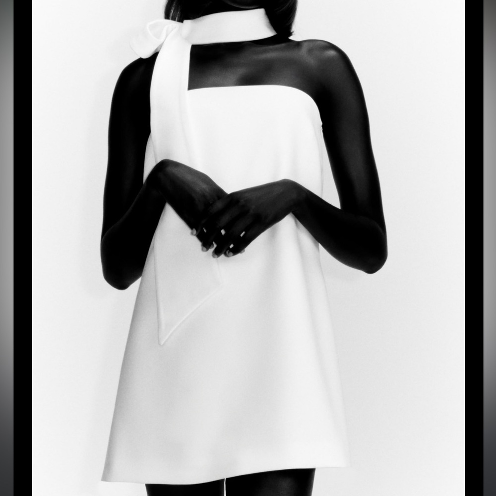 Zara Oyster white choker mini dress